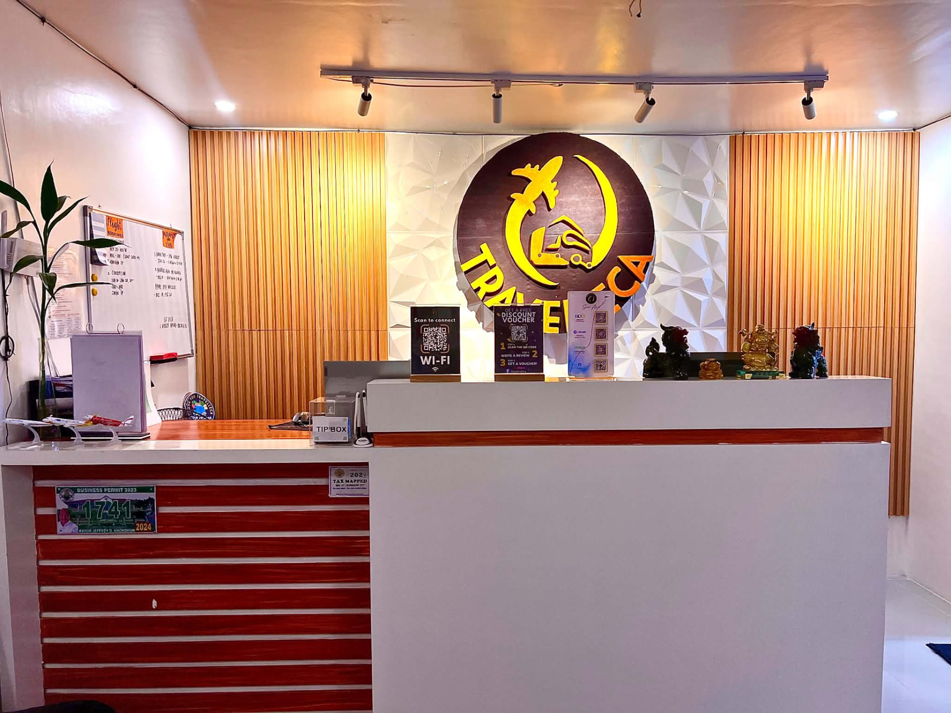 Travelleca Travel and Tours reception desk in Castillejos, Zambales